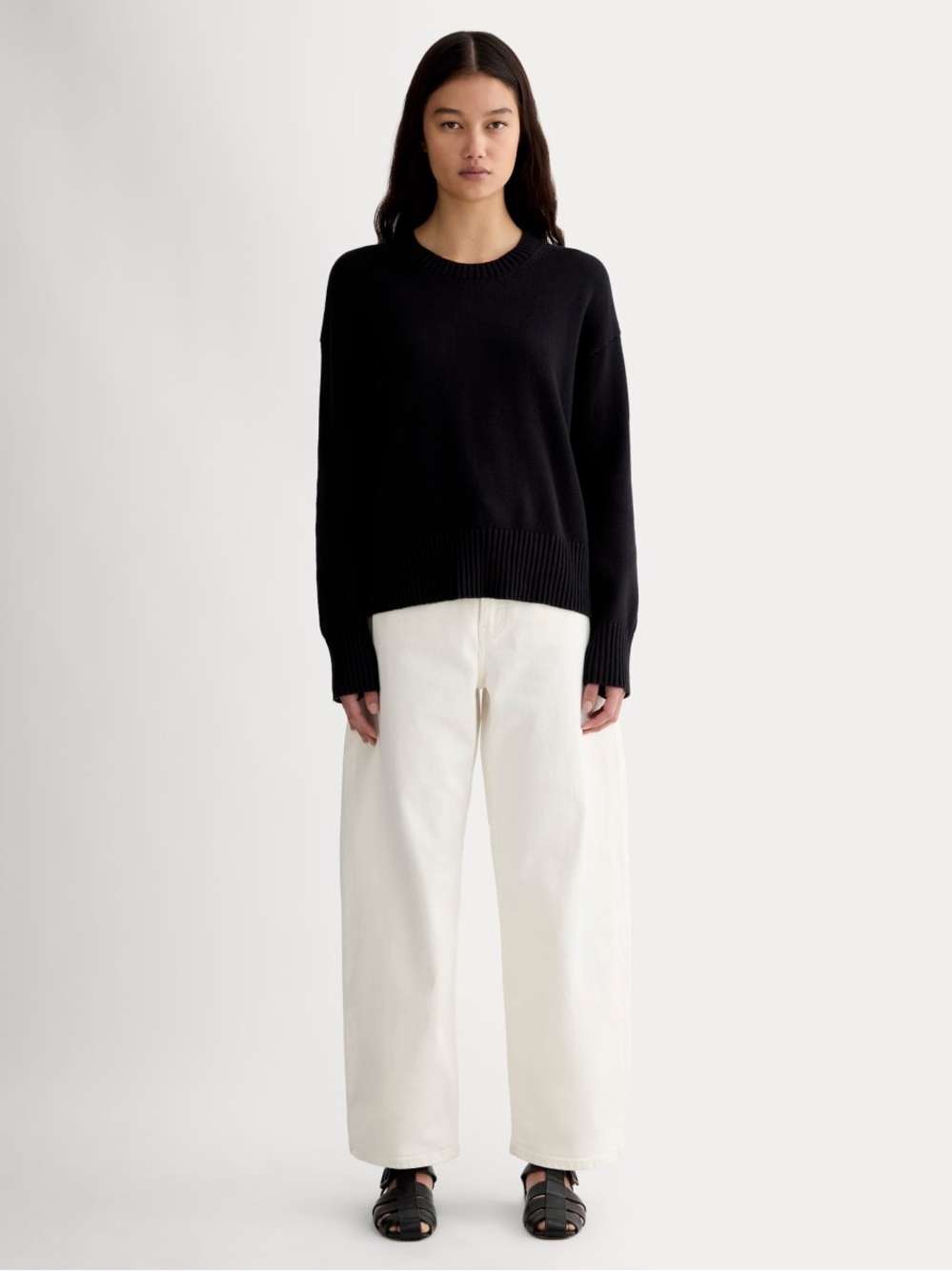 Everlane The Boxy Sweater in Everyday Cotton Black Size: S, NWOT